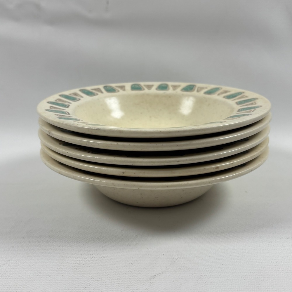 Vintage Navajo Metlox Fruit Dessert Sauce Bowl Set of 5 Atomic MCM Speckled